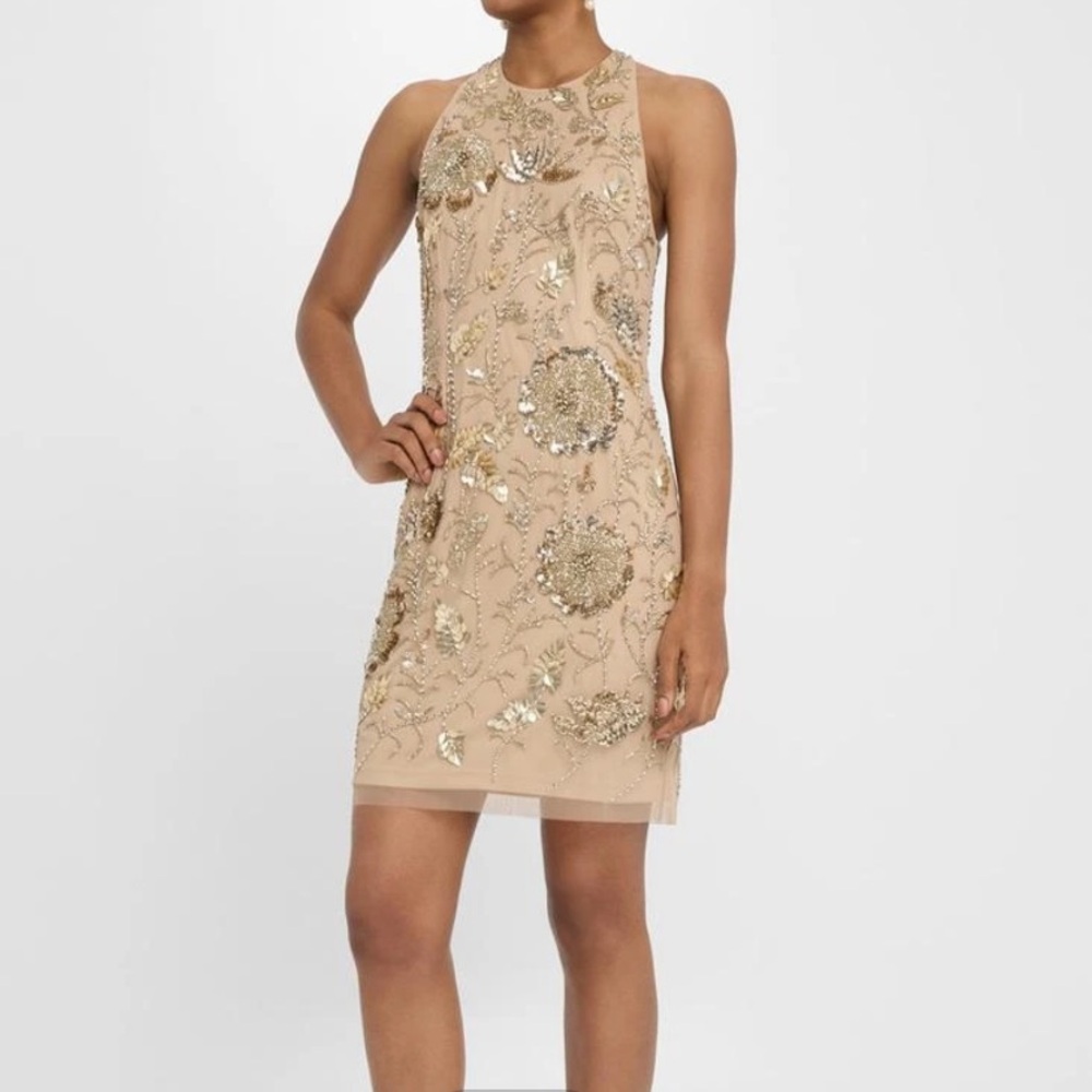 Aidan Mattox Beaded Floral Dress